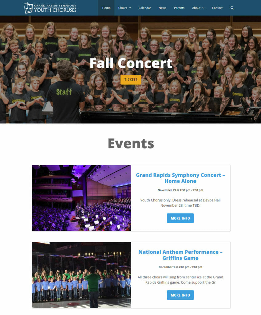 Grand Rapids Symphony Youth Choruses Website