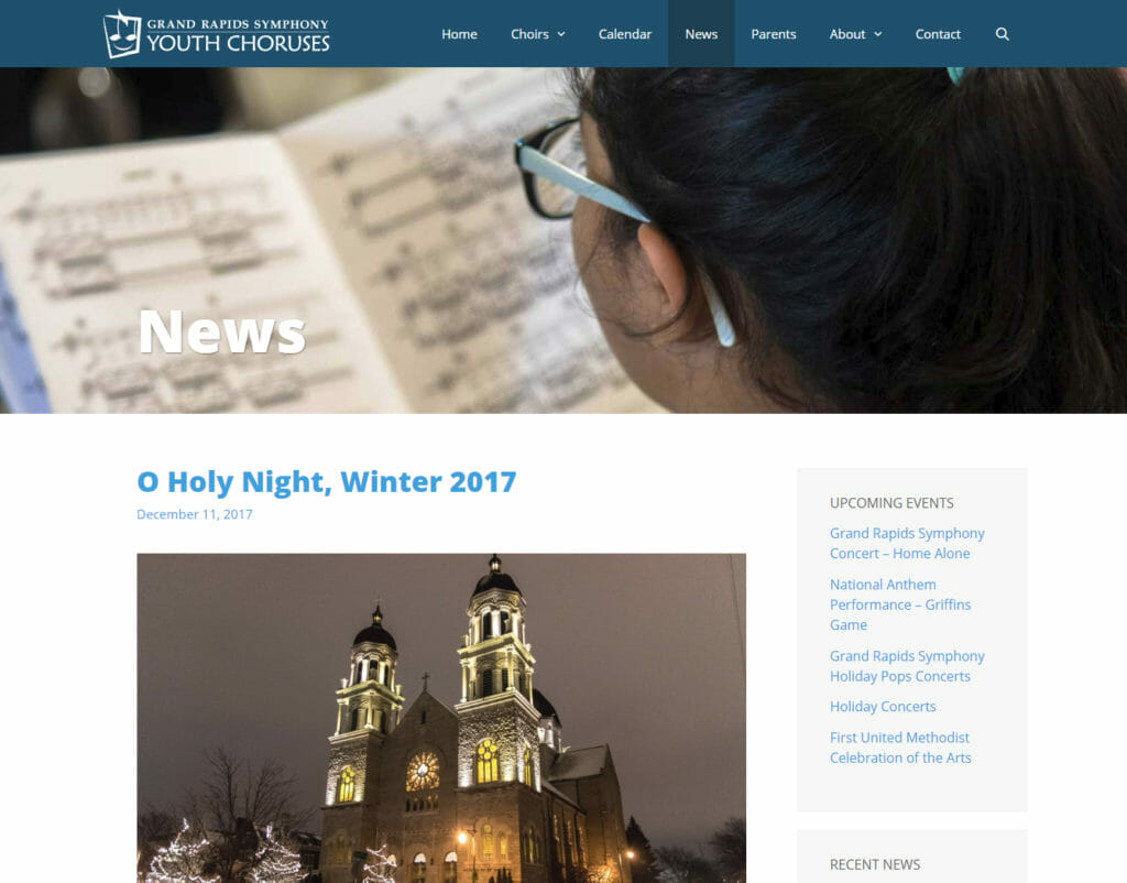 Grand Rapids Symphony Youth Choruses Website