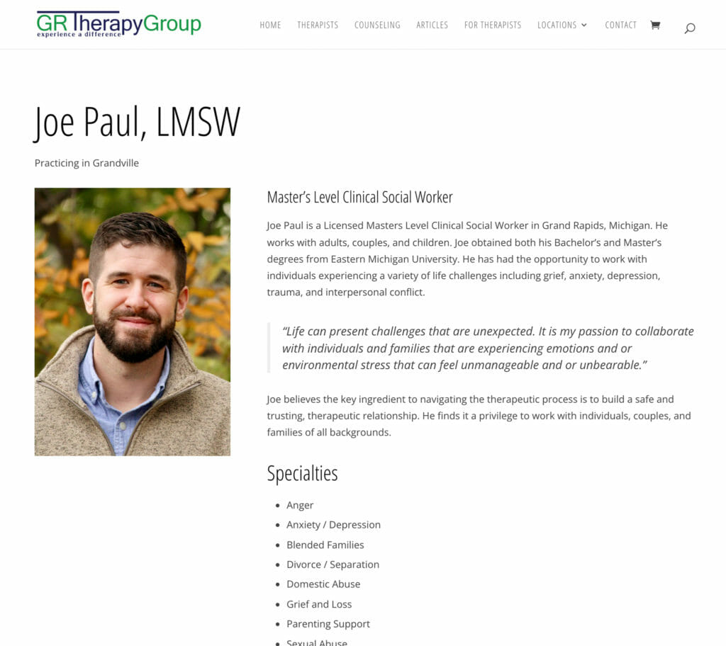Grand Rapids Therapy Group Website
